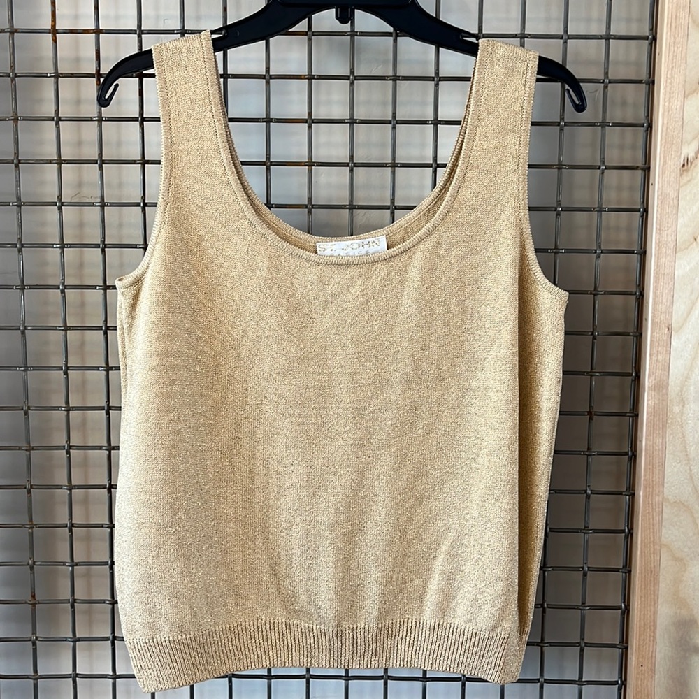 🎉 HP!!!!  🎉 St. John Basics Gold Santana Knit Tank, Size L